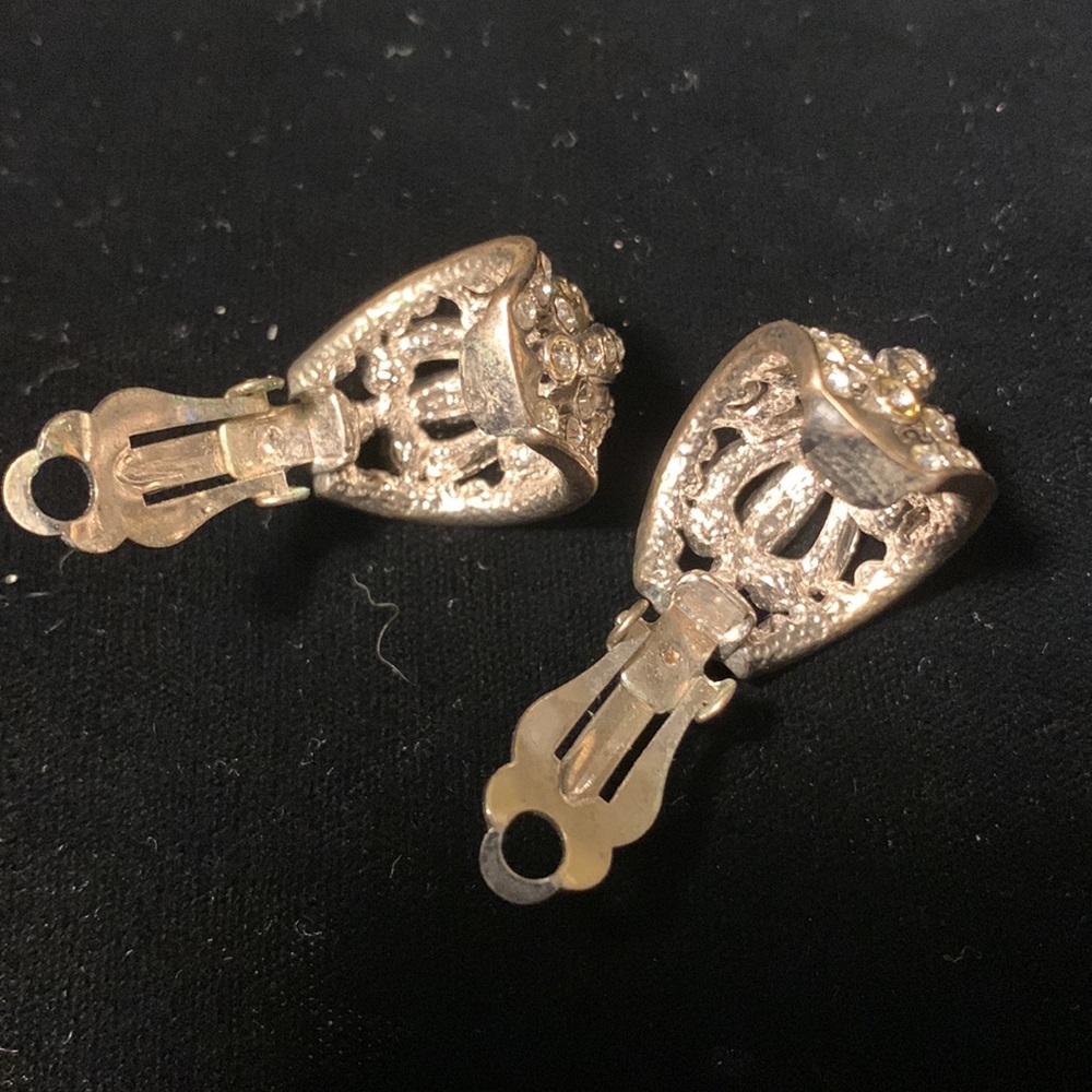 Kjl Kenneth Jay Lane Rhinestone Silvertone Clip E… - image 3